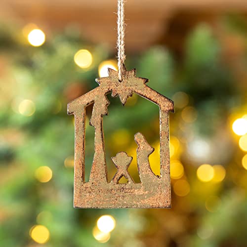 Park Hill Collection XAO10288 Wooden Carved Nativity Ornament ,5-inch, Small