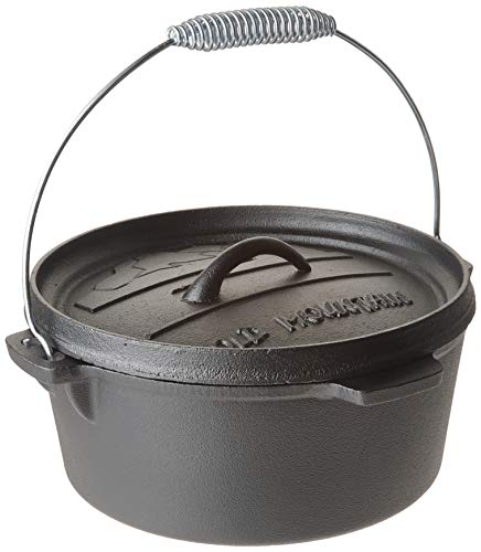 Old Mountain 10177 Pre Seasoned 8-Quart Dutch Oven with Flanged Lid, No Feet, black