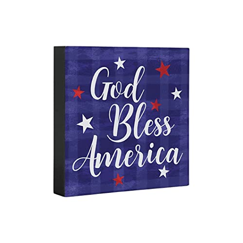 Carson Home Patriotic Collection Square Sitter, 6-inch Square (God Bless)