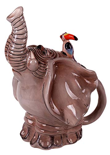 Blue Sky Clayworks Toucan Riding Elephant Teapot 9.5" H