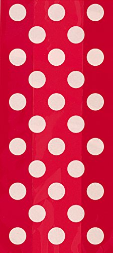 Unique Industries Red Polka Dot Cellophane Bags, 20ct