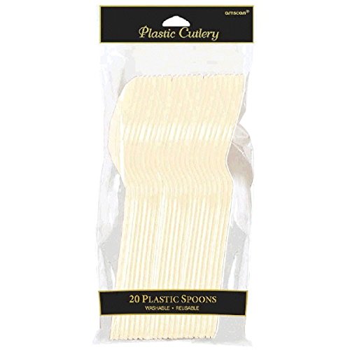 Amscan Plastic Spoons, 20 pieces, Vanilla Cream