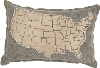 Primitives By Kathy US States Map Pillow