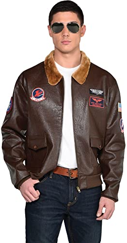 Party City Top Gun: Maverick Bomber Jacket for Men, Halloween Costume Accessory, Standard Size, Includes Patches