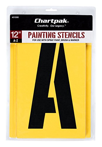 Chartpak Letter Painting Stencils, A - Z, 12 Inches H, 26 per Pack (01590)