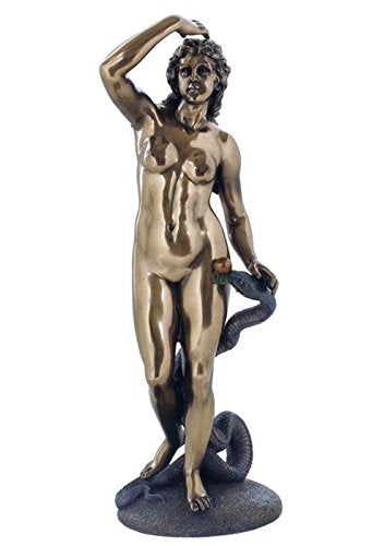 Unicorn Studio US 13 Inch Eve Standing with Cobra Snake Polished Bronze Hue Figurine