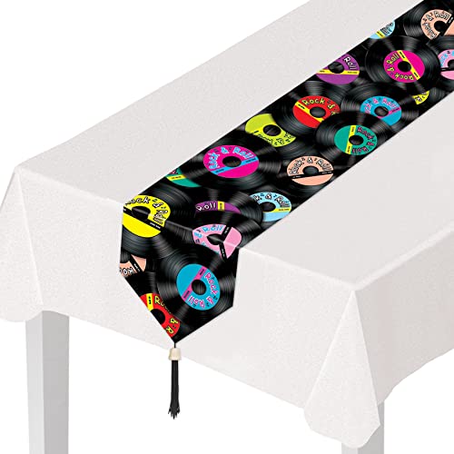 Beistle Printed Rock & Roll Table Runner Party Accessory (1 count) (1/Pkg)