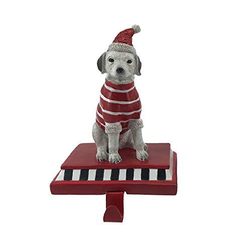 Comfy Hour Joyful Holiday Collection 9" Dog Stocking Hanger Christmas Decor, Red, Polyresin