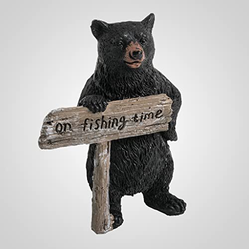 Lipco Bear On Fishing Time Sign Figurines, 4.20-inch Height, Polystone