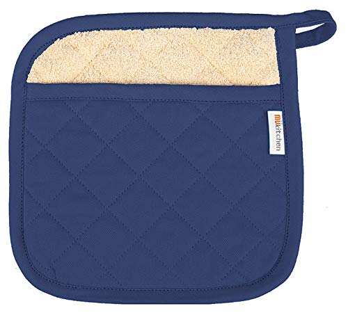 MUkitchen 6003-1955 Navy Quilted Potholder Pot Holder, Ink Blue