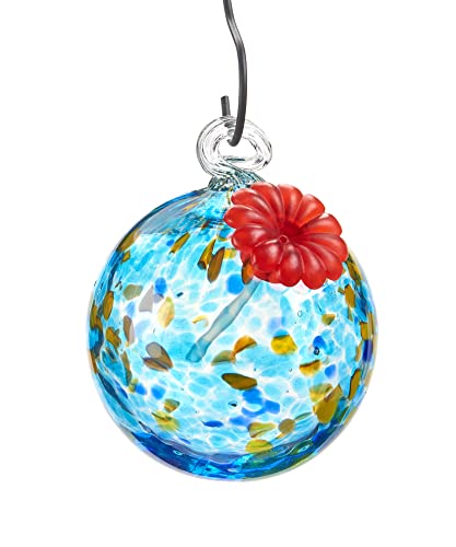 Giftcraft 717742 Artglass Orb Hummingbird Feeder, 4.9-inch Height, Glass, Metal, Rubber, and Plastic