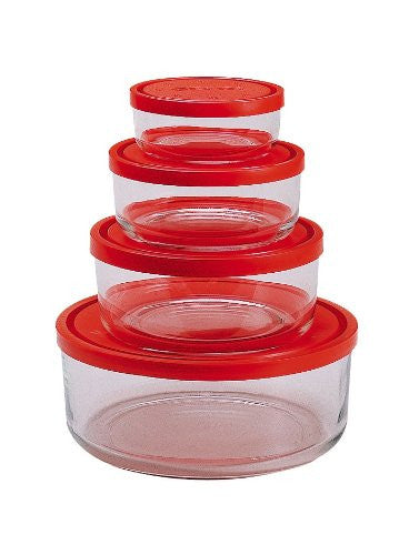 Bormioli Rocco Gelo 4-Piece Set with Red Lids