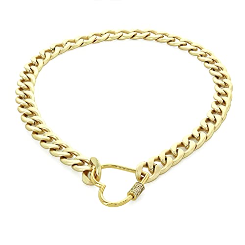 Maya J Jewelry CZPB210Y Gold Heart Curb Chain Necklace, 18-inch Length, Rhodium Plated Over Brass, Yellow