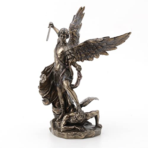 Unicorn Studio 10.25 Inch Saint Michael on Demon with Sword Cold Cast Bronze Figurine