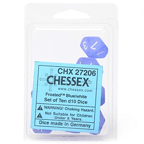 Chessex d10 Blue w/White (10)