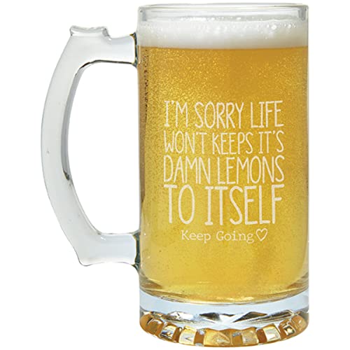 Carson Home 24899 Keep Going Collection Lemons Beer Mug, 26.5 oz