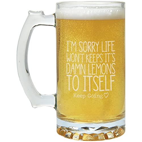 Carson Home 24899 Keep Going Collection Lemons Beer Mug, 26.5 oz