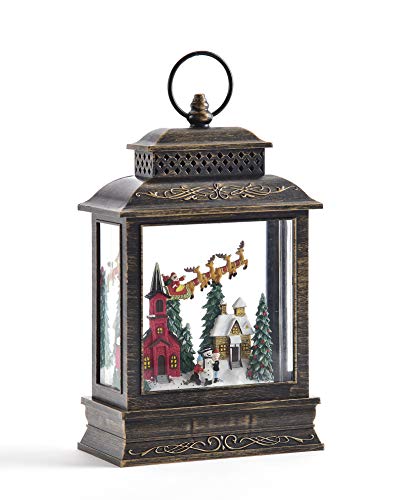 GiftCraft 664127 LED Bronze Water Lantern with Church