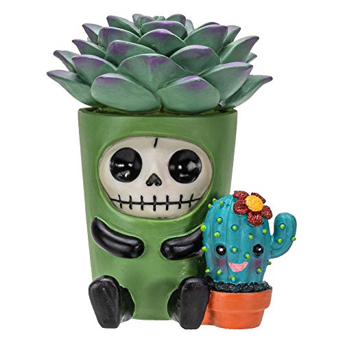 Pacific Trading Furrybones Summit Collection Echy Figurine Decorative Signature Skeleton in Succulent Cactus Plant Costume 3 Inch Tall Collectible Statue