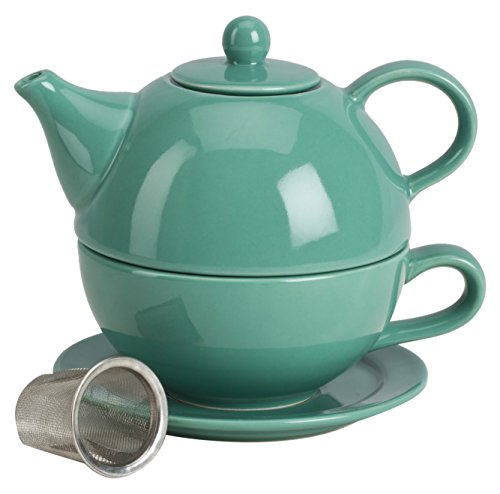 Omniware 5 Piece Tea For One Teapot Set with An Infuser, Teal
