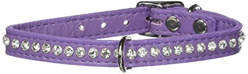 OmniPet Signature Leather Crystal and Leather Dog Collar, 14-Inch, Lavender