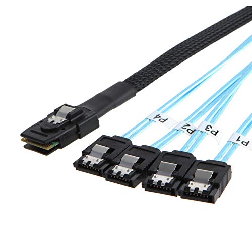 CableCreation Mini SAS to 4 SATA Cable, 36 Pin SFF 8087 Host/Controller to 7 Pin SATA Target/Backplane, Compatible with PERC H310, RAID Controller(1M / 3.3FT)