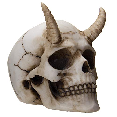 Pacific Trading SUMMIT COLLECTION Devil Horned Skull Demon Skull Human Skull Bone 3.75 Inch