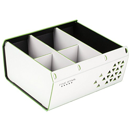 ACCO (School) Five Star Desk Organizer, 5 Compartments, Essential, White/Lime (73690)