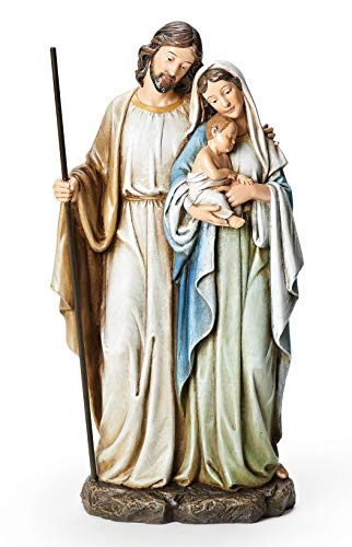 Roman Holy Family Mary Standing Holding Baby Jesus 12 Inch Resin Holiday Figurine