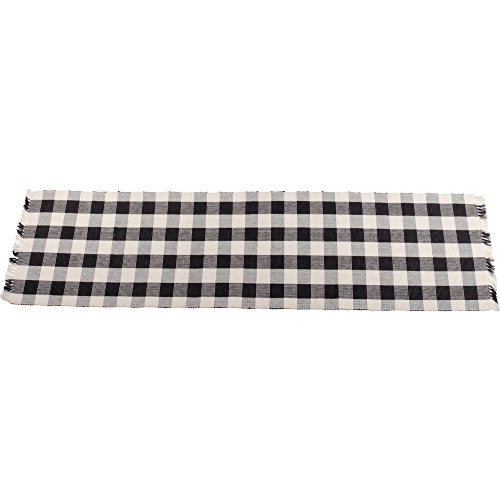 Home Collections by Raghu Buffalo Check 45" Table Runner Black-Buttermilk