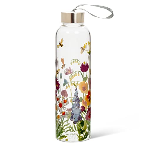 Abbott Collection  27 BTL Bee Garden Bottle w/Cap-9" H(18oz), Clear/Multi