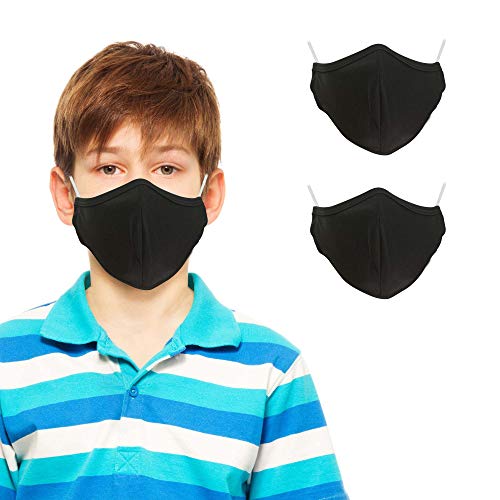 Primeware Protective Reusable Kids Face Mask 2 Layers Cloth Mask (Pack of 2) (Black)