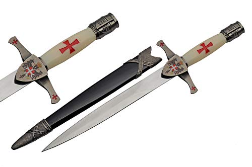 SZCO Supplies 15.75‚Äù Replica Red Cross Crusader Dagger with Adorned Scabbard