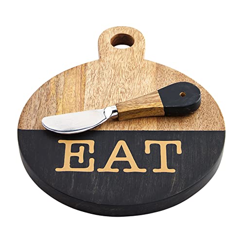 Mud Pie Black Mini Board Set, Eat, 9.4" x 7.5"