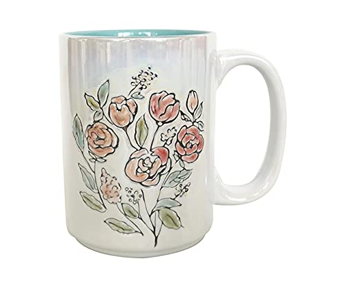 Blue Sky Clayworks Clayworks Iridescent Floral 18 Oz Mug 3, Multi