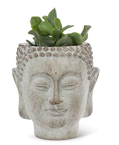Abbott Collection  27-DHARMA-312-SM Small Buddha Head Wall Planter, Grey