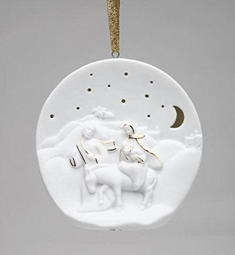 Cosmos Gifts 3.38" Festive "Holy Family Flight into Egypt" Porcelain Tree Ornament