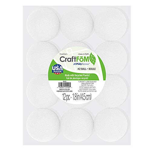 FloraCraft Styrofoam 12 Piece Ball 1.9 Inch White