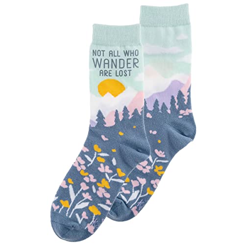 Karma Wander Crew Socks - Cute and Funny Socks for Women - Bright and Colorful Designs - One Size Fits Most - Wander