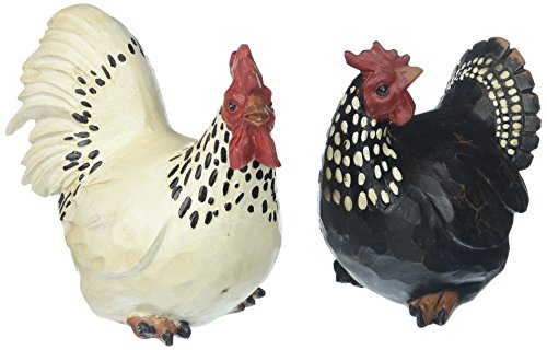 Abbott Collection  27-BW/590 Sitting Rooster & Hen (Set of 2), 4 inches &5 inches L, Antique Black/White