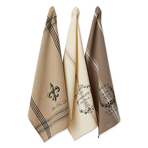 DII Design Cotton French Jacquard Dish Towels, Set of 3, Decorative Tea Towels for Everyday Kitchen Cooking and Baking-French Macaroons