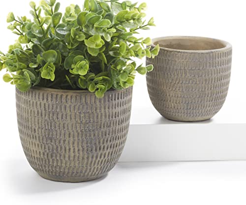Giftcraft 717233 Textured Green Planters, Set of 2