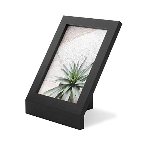 Umbra Podium Layered Angular Picture Frame for Desktop and Wall, 5"x7"(12.7x17.78cm), Black