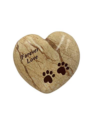 Comfy Hour Loving Memory Collection Wooden Pet Urn with Paw Print (Forever Love), Brown, Ceramic