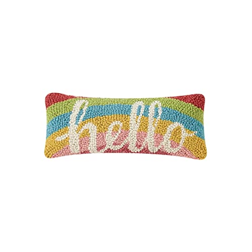 Peking Handicraft 30TG527C05OB Blown Filled Hook Throw Pillow, 12-inch Length, Wool and Cotton (Hello)