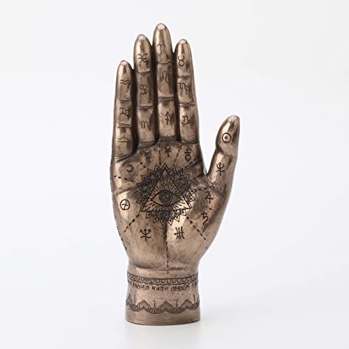 Unicorn Studio Veronese Design 9 1/2 Inch Mystic Hamsa Hand of Fatima Ritual Protection Charm Resin Sculpture Bronze Finish