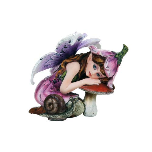 Pacific Trading Giftware Fairy Garden Flower Fairy with Toadstool and Snail Decorative Mini Garden of Enchantment Figurine 3 Inch