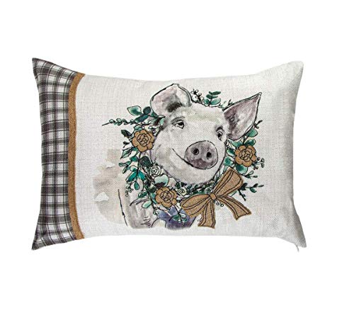 Manual IPFSPG Farm Wreath Pig Pillow, 18 Inches x 13 Inches, Multicolor