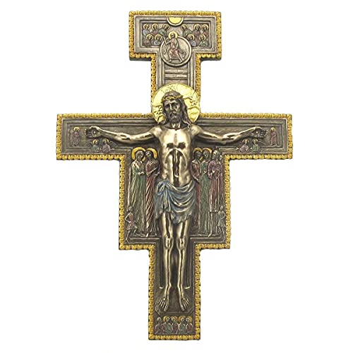 Unicorn Studio 15.88 Inch San Damiano Crucifix Decorative Wall Plaque, Bronze Color