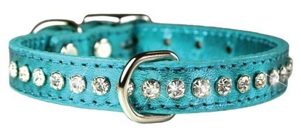 OmniPet 6087-PK10 Signature Leather Crystal and Leather Dog Collar, 10", Pink